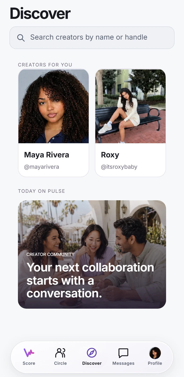 Official Vadera Pulse Discover preview with illustrative data